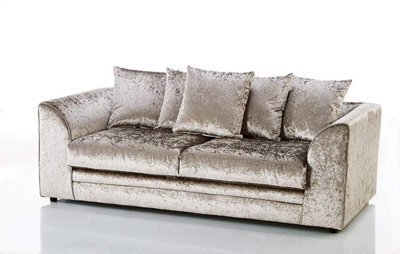 Bella Crushed Velvet 3 Seater Sofa Champagne - image 1