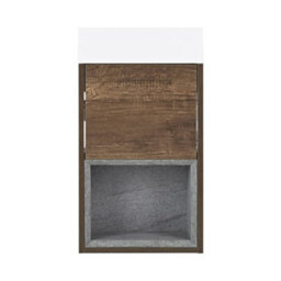 Homestylestore 400mm Dark Oak Bathroom Wall Hung Vanity Unit With Basin - thumbnail 1