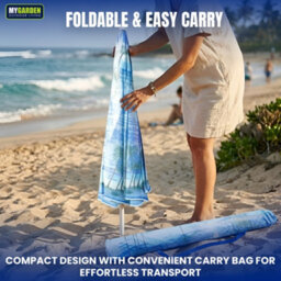 My Garden Outdoor Living Beach Umbrella Parasol With Uv Resistant Canopy Portable Lightweight Foldable Sun Shade Umbrella For Beach Easy To Fix Blue - thumbnail 8