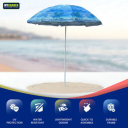 My Garden Outdoor Living Beach Umbrella Parasol With Uv Resistant Canopy Portable Lightweight Foldable Sun Shade Umbrella For Beach Easy To Fix Blue - thumbnail 3