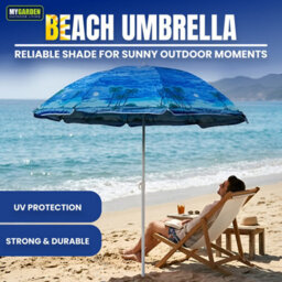 My Garden Outdoor Living Beach Umbrella Parasol With Uv Resistant Canopy Portable Lightweight Foldable Sun Shade Umbrella For Beach Easy To Fix Blue - thumbnail 2