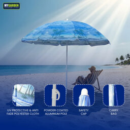 My Garden Outdoor Living Beach Umbrella Parasol With Uv Resistant Canopy Portable Lightweight Foldable Sun Shade Umbrella For Beach Easy To Fix Blue - thumbnail 7