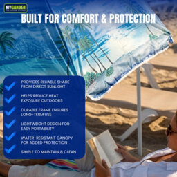 My Garden Outdoor Living Beach Umbrella Parasol With Uv Resistant Canopy Portable Lightweight Foldable Sun Shade Umbrella For Beach Easy To Fix Blue - thumbnail 6