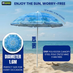 My Garden Outdoor Living Beach Umbrella Parasol With Uv Resistant Canopy Portable Lightweight Foldable Sun Shade Umbrella For Beach Easy To Fix Blue - thumbnail 5