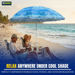 My Garden Outdoor Living Beach Umbrella Parasol With Uv Resistant Canopy Portable Lightweight Foldable Sun Shade Umbrella For Beach Easy To Fix Blue - thumbnail 4