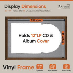 "AK Frames 25X17"" Walnut Classic Vinyl Record Frame With Mid Grey Mount For 12 Inch Lp Cover & Disc - Overlapped Design" - thumbnail 2