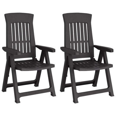Urbn-Garden Urbn Garden 110Cm Height Outdoor Foldable Plastic Garden Chair Patio Furniture With Adjustable Back Anthracite 2Pcs - image 1