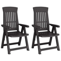 Urbn-Garden Urbn Garden 110Cm Height Outdoor Foldable Plastic Garden Chair Patio Furniture With Adjustable Back Anthracite 2Pcs - thumbnail 1