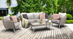 Signature Weave Danielle Wicker 5 Seater Sofa Chairs Coffee Table Cushions Grey - thumbnail 1