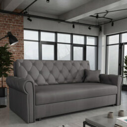 Viva Roma Iv Living Room Sofa Bed With Storage Polyurethane Foam Hr Foam Wave Spring Metal Legs 188X85X98Cm Dark Grey - thumbnail 1