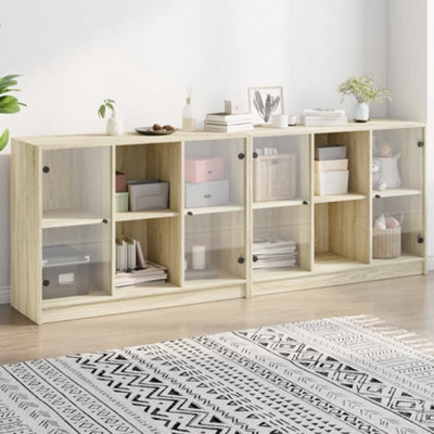 Berkfield Bookcase With Doors Sonoma Oak 204X37X75 Cm Engineered Wood - image 1