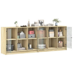Berkfield Bookcase With Doors Sonoma Oak 204X37X75 Cm Engineered Wood - thumbnail 4