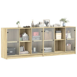 Berkfield Bookcase With Doors Sonoma Oak 204X37X75 Cm Engineered Wood - thumbnail 5