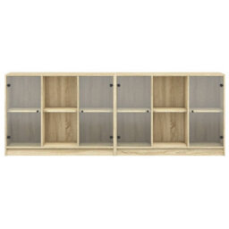 Berkfield Bookcase With Doors Sonoma Oak 204X37X75 Cm Engineered Wood - thumbnail 6