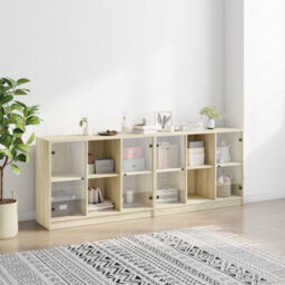 Berkfield Bookcase With Doors Sonoma Oak 204X37X75 Cm Engineered Wood - thumbnail 3