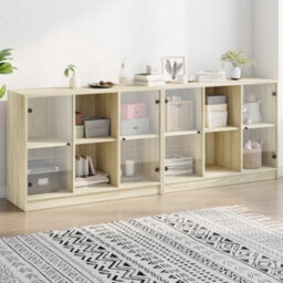 Berkfield Bookcase With Doors Sonoma Oak 204X37X75 Cm Engineered Wood - thumbnail 1