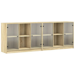 Berkfield Bookcase With Doors Sonoma Oak 204X37X75 Cm Engineered Wood - thumbnail 2