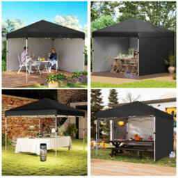 Outsunny 3X3 (M) Pop Up Gazebo Party Tent W/ 3 Sidewalls, Weight Bags, Black - thumbnail 9