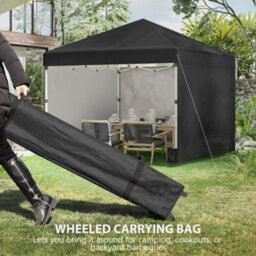 Outsunny 3X3 (M) Pop Up Gazebo Party Tent W/ 3 Sidewalls, Weight Bags, Black - thumbnail 8