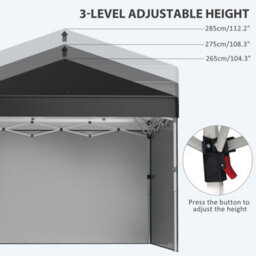 Outsunny 3X3 (M) Pop Up Gazebo Party Tent W/ 3 Sidewalls, Weight Bags, Black - thumbnail 5