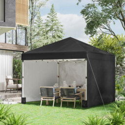Outsunny 3X3 (M) Pop Up Gazebo Party Tent W/ 3 Sidewalls, Weight Bags, Black - thumbnail 1