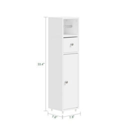Sobuy Bathroom Storage Cabinet With Drawer And Door 7.8X7.8X33.4 Inch Bzr219-W - White - thumbnail 2