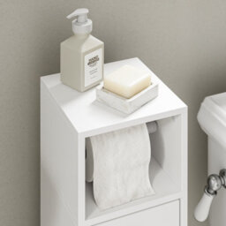Sobuy Bathroom Storage Cabinet With Drawer And Door 7.8X7.8X33.4 Inch Bzr219-W - White - thumbnail 7