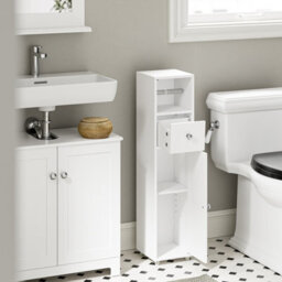 Sobuy Bathroom Storage Cabinet With Drawer And Door 7.8X7.8X33.4 Inch Bzr219-W - White - thumbnail 5