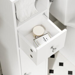 Sobuy Bathroom Storage Cabinet With Drawer And Door 7.8X7.8X33.4 Inch Bzr219-W - White - thumbnail 9