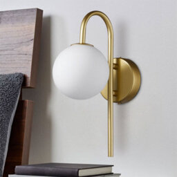 Darphe Golden Iron Wall Lamp, White Spherical Glass Wall Light,g9 (Bulb Not Included) - thumbnail 3