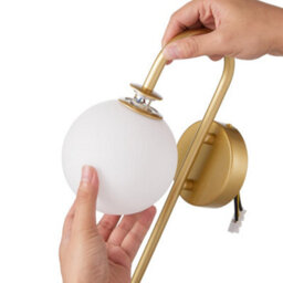 Darphe Golden Iron Wall Lamp, White Spherical Glass Wall Light,g9 (Bulb Not Included) - thumbnail 4