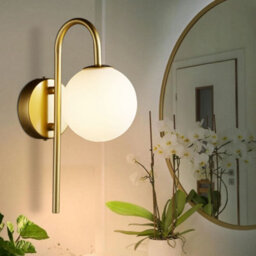 Darphe Golden Iron Wall Lamp, White Spherical Glass Wall Light,g9 (Bulb Not Included) - thumbnail 7