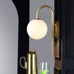 Darphe Golden Iron Wall Lamp, White Spherical Glass Wall Light,g9 (Bulb Not Included) - thumbnail 2