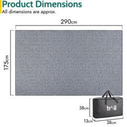 Trail Outdoor Leisure Fleece Tent & Awning Carpet Groundsheet Grey - 290X175Cm - thumbnail 7