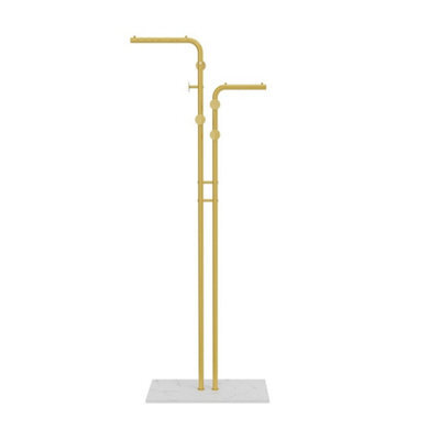 Double Pole Floor Coat Rack Gold Hall Stand With Marble - image 1
