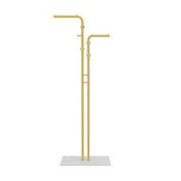 Double Pole Floor Coat Rack Gold Hall Stand With Marble - thumbnail 1