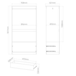 Hampshire Wide 2 Drawer Double Wardrobe In Noche Walnut (Ready Assembled) - thumbnail 6