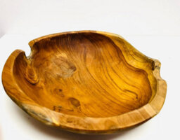 My Square Mile Rustic Wooden Serving Or Display Bowl Carved From Teak Roots (18Cms) - thumbnail 2