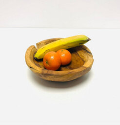 My Square Mile Rustic Wooden Serving Or Display Bowl Carved From Teak Roots (18Cms)