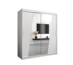 Arte Rhomb Contemporary Mirrored 2 Sliding Door Wardrobe 9 Shelves 2 Rails White Matt (H)2000mm (W)1800mm (D)620mm - thumbnail 1