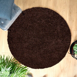 Bravich Chocolate Brown Shaggy Rug 120Cm Circle (4') - thumbnail 4