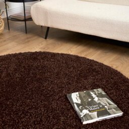Bravich Chocolate Brown Shaggy Rug 120Cm Circle (4') - thumbnail 5