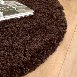Bravich Chocolate Brown Shaggy Rug 120Cm Circle (4') - thumbnail 6