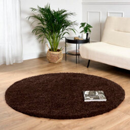 Bravich Chocolate Brown Shaggy Rug 120Cm Circle (4') - thumbnail 1