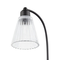Happy Homewares Traditional Matte Black Arch Desk Table Lamp With Clear Ribbed Shade - thumbnail 4