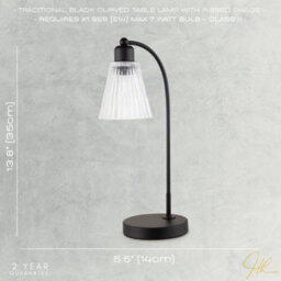Happy Homewares Traditional Matte Black Arch Desk Table Lamp With Clear Ribbed Shade - thumbnail 5