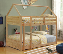 Comfy Living 3Ft House Style Bunkbed In Natural - thumbnail 1