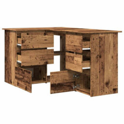 Berkfield Corner Desk Old Wood 145X100X76 Cm Engineered Wood - thumbnail 5
