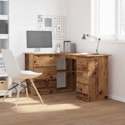 Berkfield Corner Desk Old Wood 145X100X76 Cm Engineered Wood - thumbnail 3