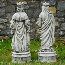 Burgess King Arthur + Queen Guinevere Large Stone Statues British Made Garden Ornament - thumbnail 9